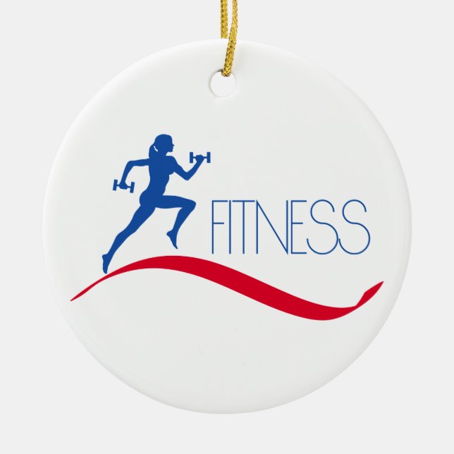 Fitness Ceramic Tree Decoration (Front)