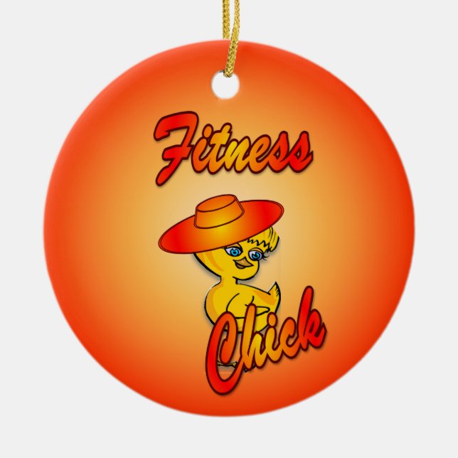 Fitness Chick #5 Ceramic Tree Decoration (Front)