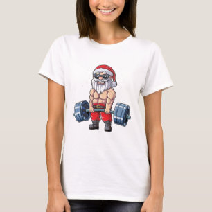Fitness Christmas Santa Deadlift Gym Xmas Gifts T-Shirt