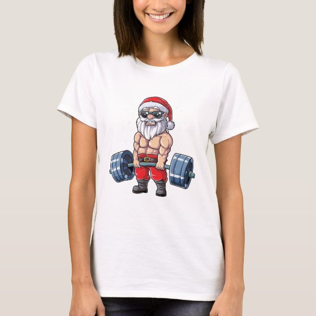Fitness Christmas Santa Deadlift Gym Xmas Gifts T-Shirt (Front)