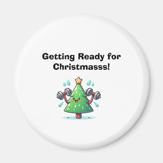 Fitness Christmas Tree – Funny Holiday Workout Car Magnet (Front)