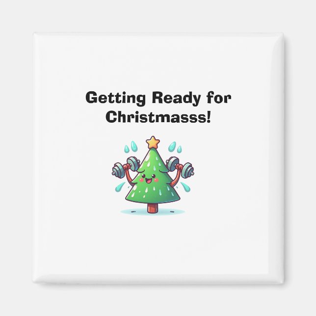 Fitness Christmas Tree – Funny Holiday Workout Car Magnet (Front)