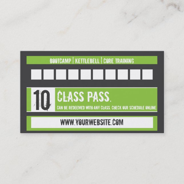 Fitness Class Business Card 10 Class Pass Card (Front)