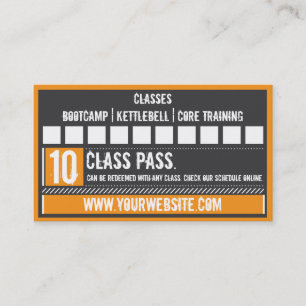 Fitness Class Business Card 10 Class Pass Card