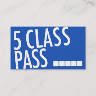 Fitness Class Business Card 5 Class Pass Card