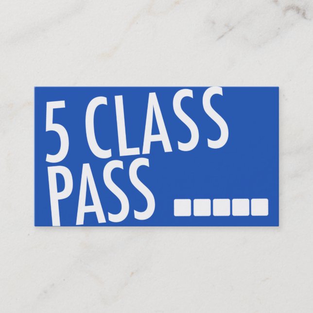 Fitness Class Business Card 5 Class Pass Card (Front)