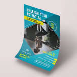 Fitness Classes Modern Photo Blue Marketing Gym Flyer<br><div class="desc">Promote your personal trainer services or workout classes with this modern Trainer Flyer design. Featuring a modern blue and yellow design with space for one photo, your logo, tag line or heading, custom text as well as a promotional offer. You can edit all text and colours to create custom fitness...</div>