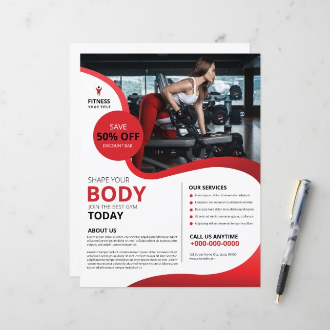 Fitness club flyer template (Front/Back In Situ)