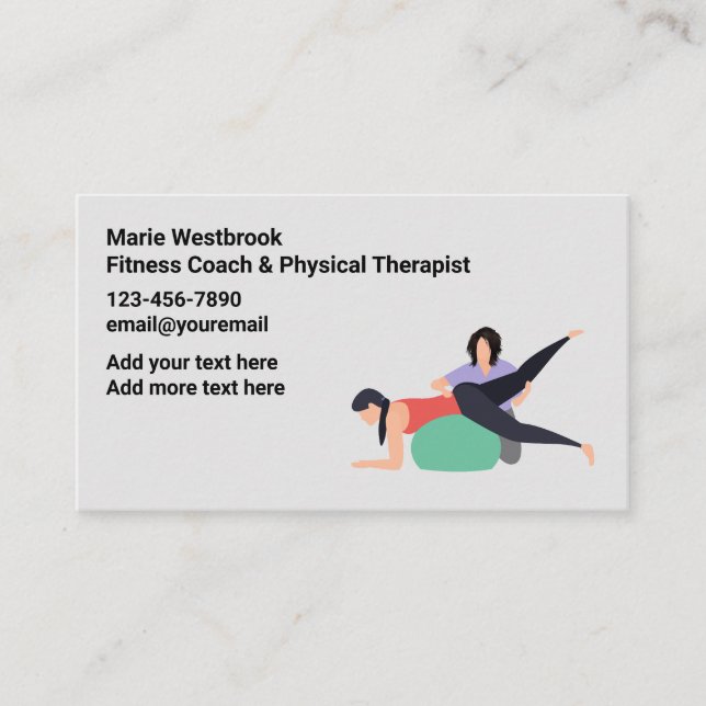 Fitness Coach And Physical Therapist Business Card (Front)