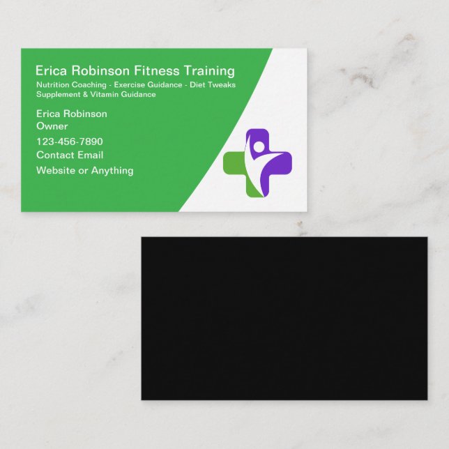 Fitness Coach And Training Modern Business Cards (Front/Back)
