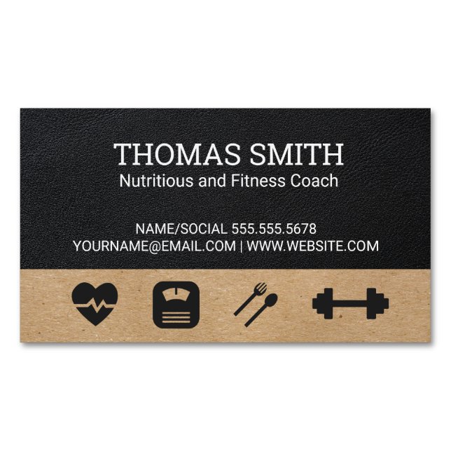 Fitness Coach | Nutritionist Health Magnetic Business Card (Front)