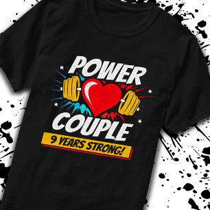Fitness Couple 9th Anniversary 9 Years Strong T-Shirt