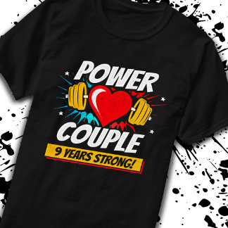 Fitness Couple 9th Anniversary 9 Years Strong T-Shirt