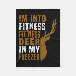 Fitness Deer In My Freezer Funny Deer Hunting Dad Fleece Blanket