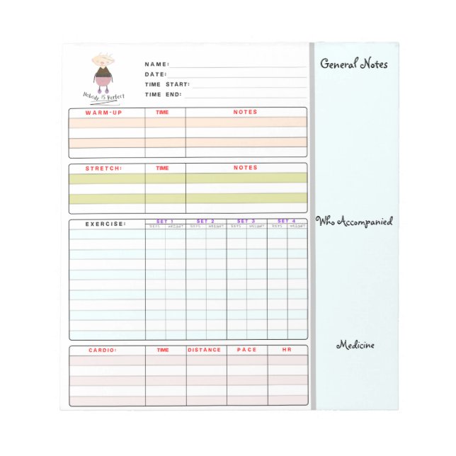 Fitness: Do It for your Own; Motivational Planner Notepad (Front)