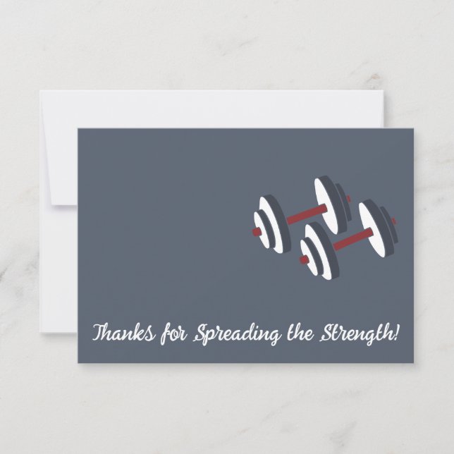 Fitness Dumbbell Landscape Referral Thank You Card (Front)