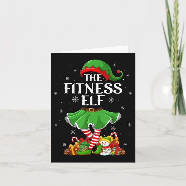 Fitness Elf Christmas Family Elf Squad Xmas Girls  Card (Front)