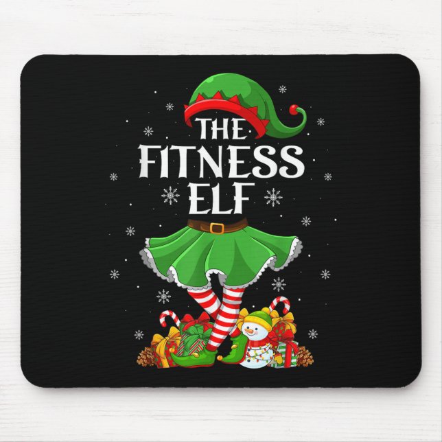 Fitness Elf Christmas Family Elf Squad Xmas Girls  Mouse Mat (Front)