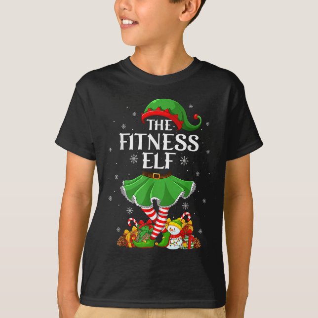 Fitness Elf Christmas Family Elf Squad Xmas Girls  T-Shirt (Front)