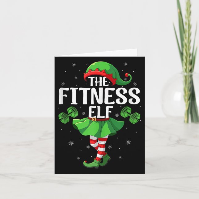 Fitness Elf Christmas Girls Women Elf Squad Xmas F Card (Front)
