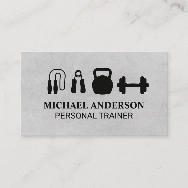 Fitness Equipment | Weights and Boxing Gloves Business Card (Front)