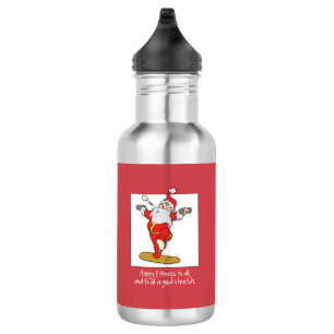 Fitness Exercise Christmas with Santa 532 Ml Water Bottle
