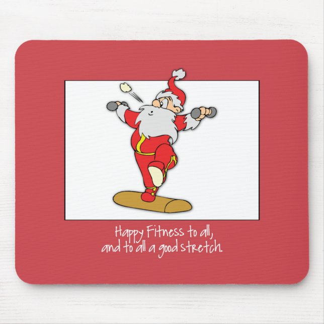 Fitness Exercise Christmas with Santa Mouse Mat (Front)