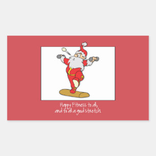 Fitness Exercise Christmas with Santa Rectangular Sticker