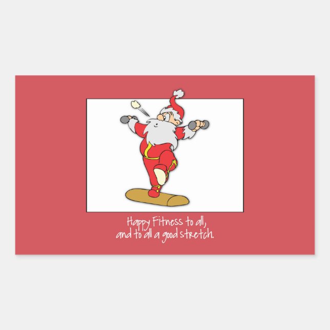 Fitness Exercise Christmas with Santa Rectangular Sticker (Front)