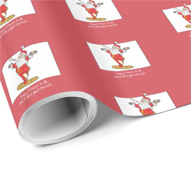 Fitness Exercise Christmas with Santa Wrapping Paper (Roll Corner)