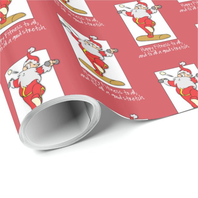 Fitness Exercise Christmas with Santa Wrapping Paper (Roll Corner)