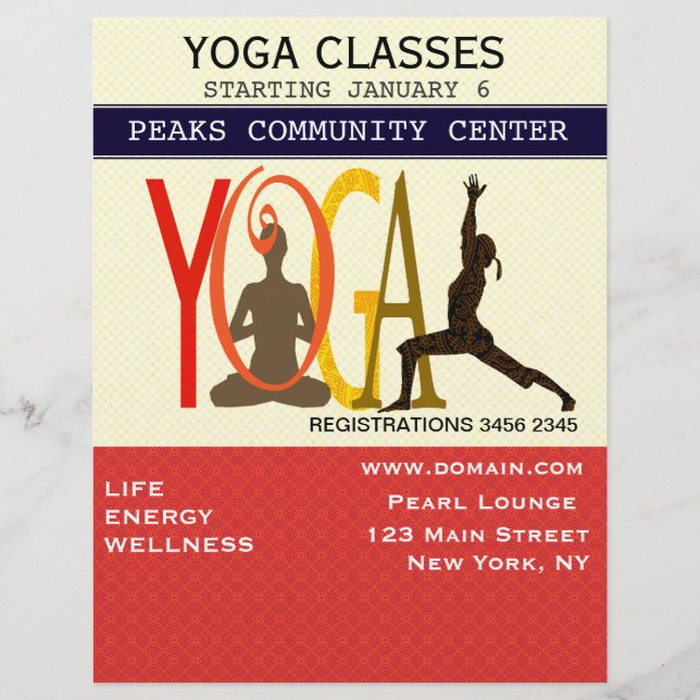 Fitness Exercise Pilates Yoga Modern Personalised Flyer (Front)