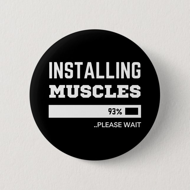 Fitness  Funny Workout Installing Muscles 6 Cm Round Badge (Front)