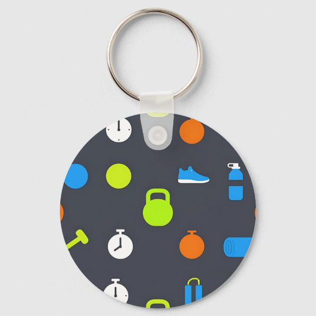 Fitness Gear Workout Pattern Key Ring (Front)