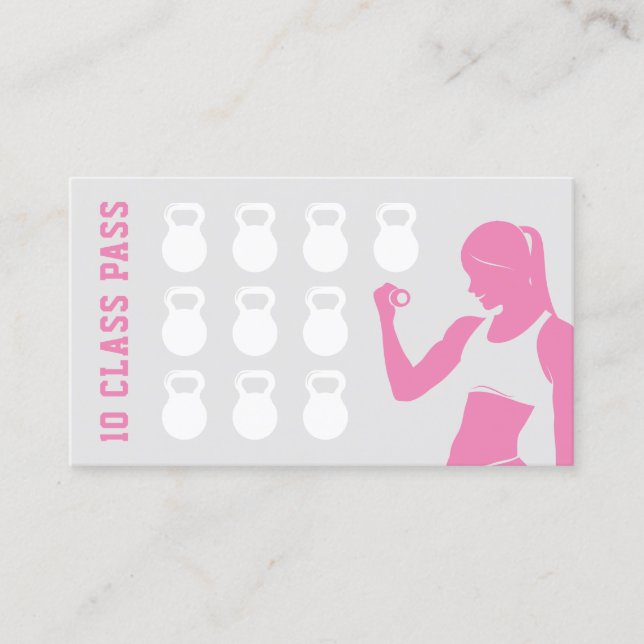 Fitness Girl 10 Class Pass Pink Loyalty (Front)