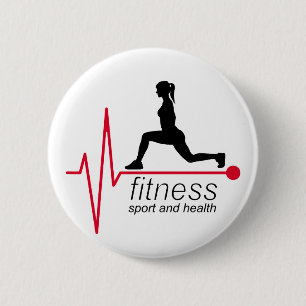 Fitness girl 6 cm round badge
