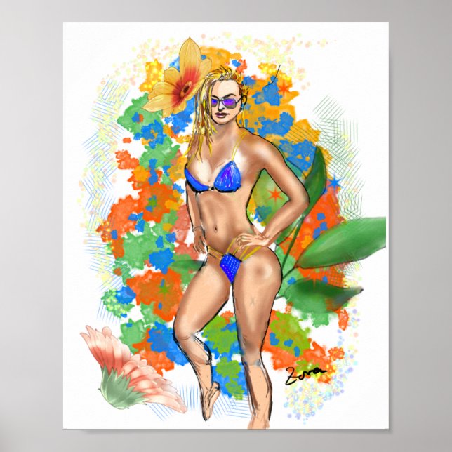 Fitness Girl Art - Physique bikini Girl Power Poster (Front)