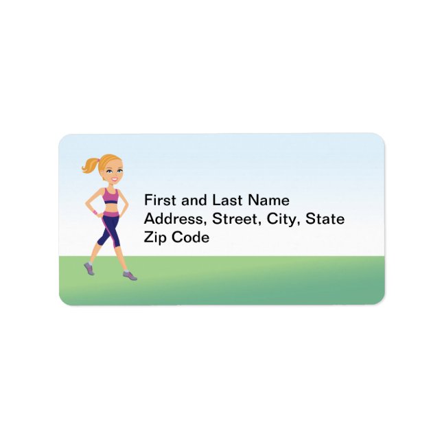 Fitness Girl Cartoon Address Label (Front)