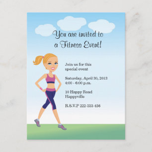 Fitness Girl Cartoon Invitation