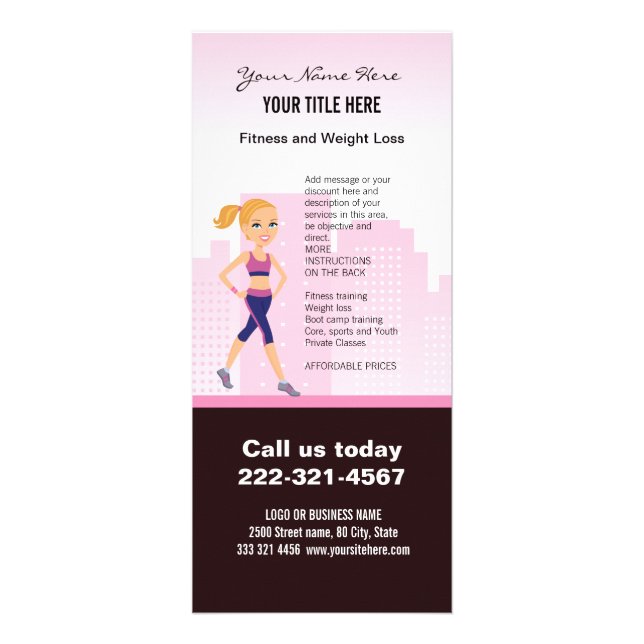 Fitness Girl Cartoon Rack Card (Front)