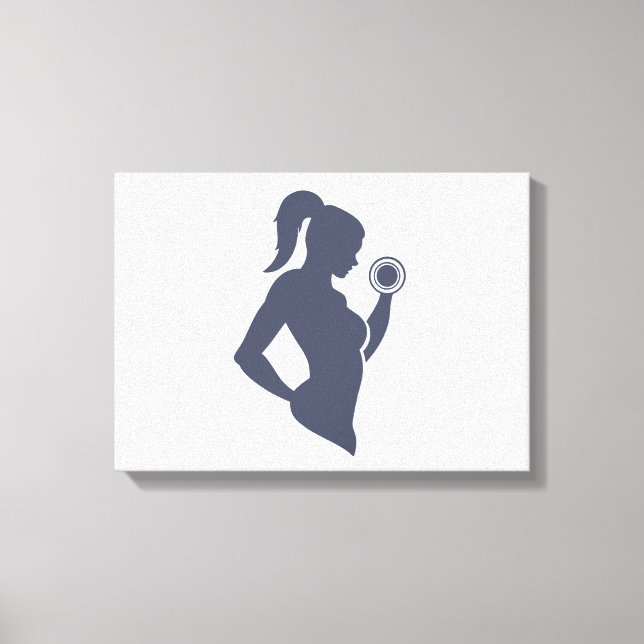 Fitness girl lifting dumbbell canvas print (Front)