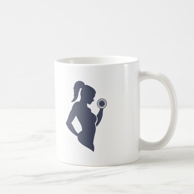 Fitness girl lifting dumbbell coffee mug (Right)