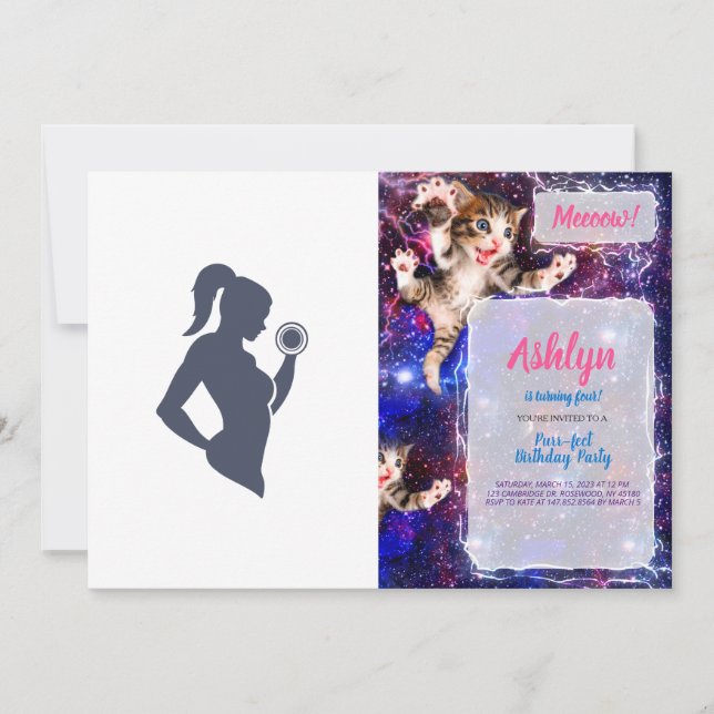 Fitness girl lifting dumbbell invitation (Front)