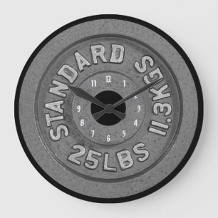 Fitness Graphic Barbell Background Large Clock