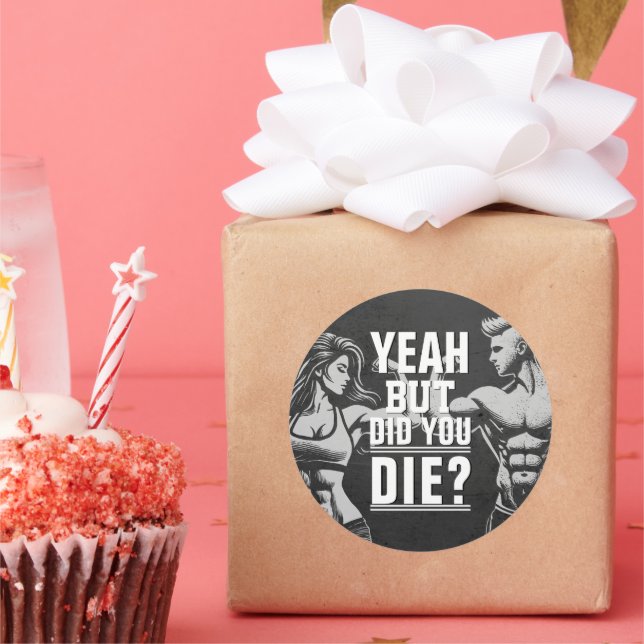 Fitness Gym Workout Bodybuilding Motivational Classic Round Sticker (Party)