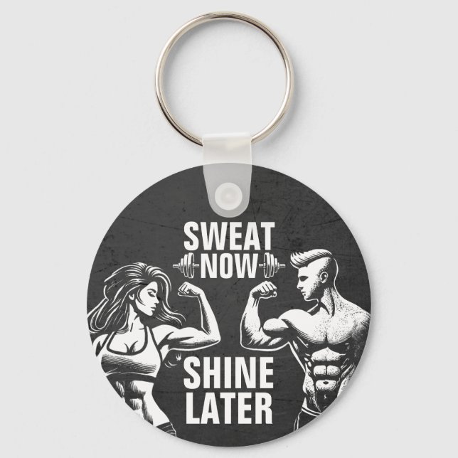 Fitness Gym Workout Bodybuilding Motivational Key Ring (Front)