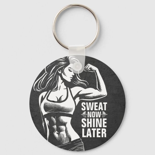 Fitness Gym Workout Bodybuilding Motivational Key Ring (Front)