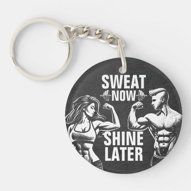 Fitness Gym Workout Bodybuilding Motivational Key Ring (Front)