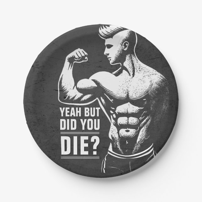 Fitness Gym Workout Bodybuilding Motivational Paper Plate (Front)