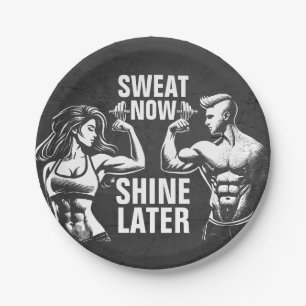 Fitness Gym Workout Bodybuilding Motivational Paper Plate